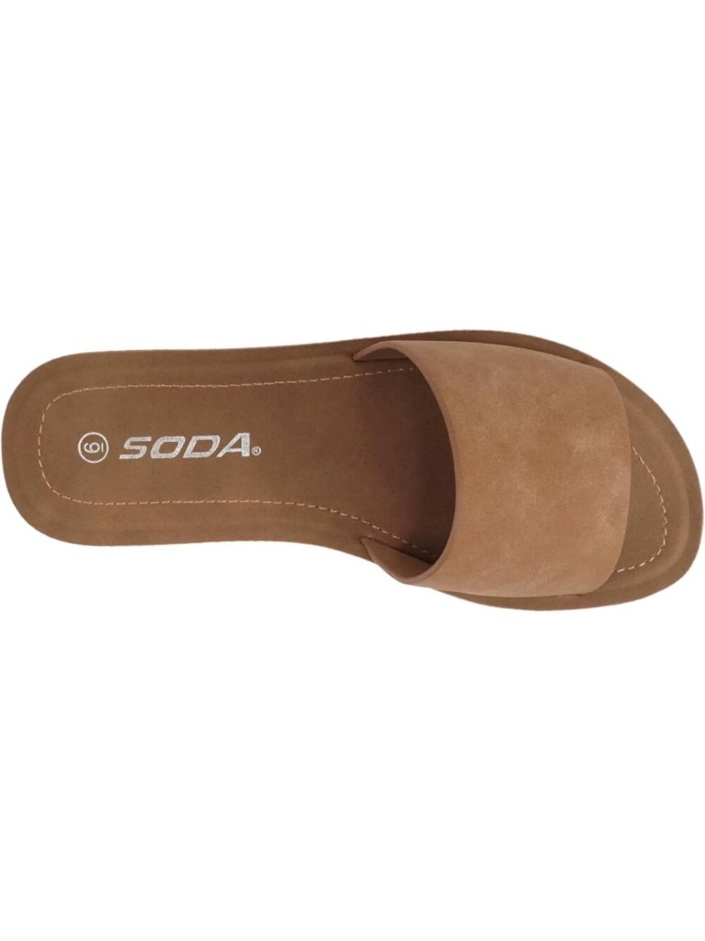 Women's Tan Peep Toe Beach Basic Plain Solid Slip On Slides Casual Slipper Shoes - Picture 5 of 6